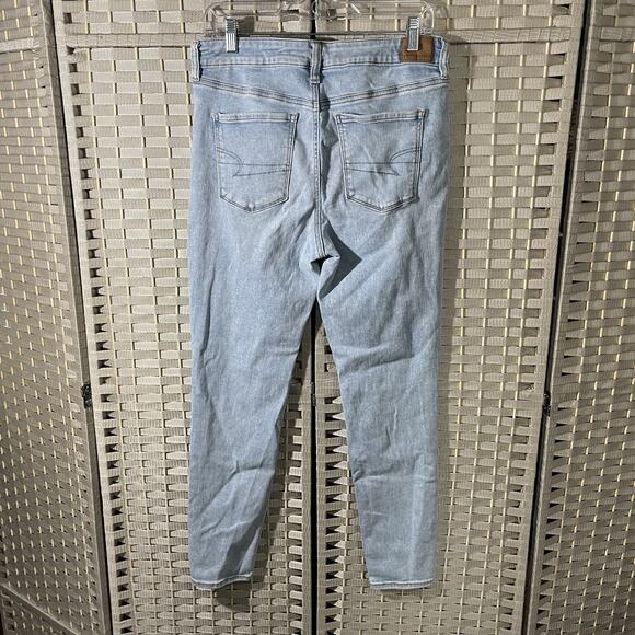 American Eagle HI-RISE JEGGING Women's 12R Blue Light Wash Stretch Denim - Picture 2 of 10